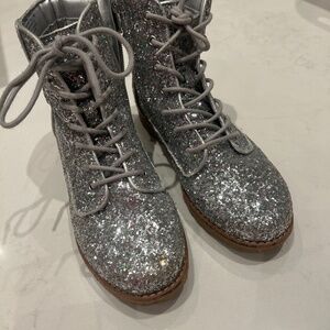 Kids GB silver glitter girls boots